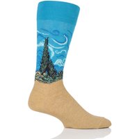 Mens 1 Pair HotSox Artist Collection A Wheatfield With Cypresses Cotton Sock