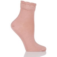 Ladies 1 Pair Levante Nicoletta Double Picot Frill Mercerised Cotton Ankle Socks