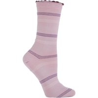 Ladies 1 Pair Levante Leora Mercerised Cotton Striped Socks