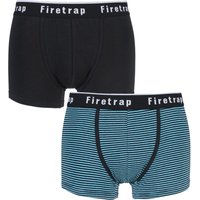 Mens 2 Pack Firetrap Plain And Narrow Striped Cotton Boxer Shorts