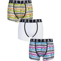 Mens 3 Pack Firetrap Distressed Pastel, Plain And Striped Boxer Shorts