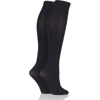 Ladies 2 Pair Pretty Polly 60 Denier Opaque Knee Highs With 3D Stretch Technology