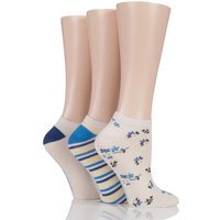 Ladies 3 Pair SockShop Insect Patterned Bamboo Trainer Socks
