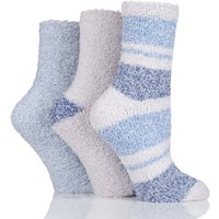 Ladies 3 Pair SockShop Plain And Striped Cosy Bed Socks