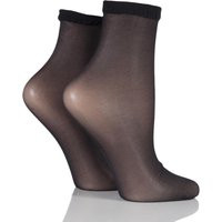Ladies 2 Pair SockShop 10 Denier Classic Nylon Ankle Highs