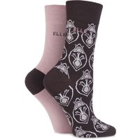Ladies 2 Pair Elle Bamboo Patterned And Plain Socks