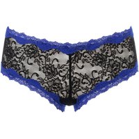 Ladies 1 Pair Kinky Knickers Black And Cobalt Blue Scalloped Lace Trim Knickers