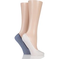 Ladies 2 Pair Elle Stripe And Spot Shoe Liner Socks