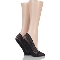 Ladies 2 Pair Elle Lace Shoe Liner Socks With Grip