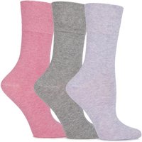 Ladies 3 Pair Gentle Grip Sammy Plain Cotton Socks