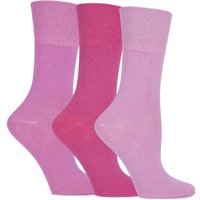 Ladies 3 Pair Gentle Grip Blossom Cushioned Plain Cotton Socks