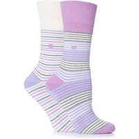 Ladies 2 Pair Gentle Grip Felicity Striped Cushioned Socks