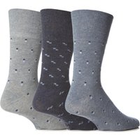 Mens 3 Pair Gentle Grip Micro Squared Cotton Suit Socks