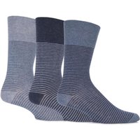 Mens 3 Pair Gentle Grip Two Tone Striped Cotton Socks