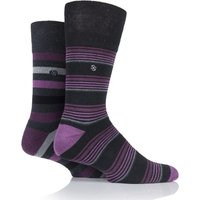 Mens 2 Pair Gentle Grip Multi Stripe Cushioned Socks