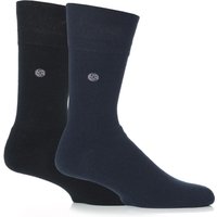 Mens 2 Pair Gentle Grip Plain Cushioned Socks In Black And Navy