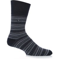 Mens 1 Pair Gentle Grip Cushioned Foot Monochrome Stripe Socks