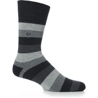 Mens 1 Pair Gentle Grip Cushioned Foot Black Bold Stripe Socks