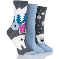 Ladies 3 Pair SockShop Polar Bear Design Novelty Cotton Socks