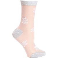 Ladies 1 Pair SockShop Talk Becky Talk Sheer Snowflake Ankle Socks With Lurex Heel And Toe