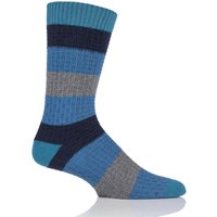 Mens 1 Pair Urban Knit Block Striped Twisted Square Cotton Socks