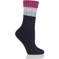 Ladies 1 Pair Urban Knit Shimmer Stripe Wool Boot Socks