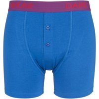 Mens 1 Pack SockShop Bamboo Button Front Boxer Trunks In Electric Blue