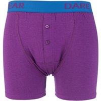 Mens 1 Pack SockShop Dare To Wear Bamboo Button Front Boxer Trunks In Elderberry