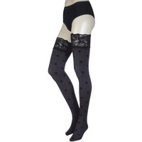 Ladies 1 Pair Oroblu Adrienne Large Spot Opaque Lace Top Hold Ups