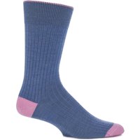Mens 1 Pair Viyella Short Wool Contrast Heel And Toe Socks With Hand Linked Toe