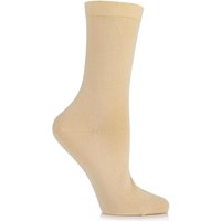 Ladies 1 Pair Pantherella Sea Island Cotton Dolly Plain Flat Knit Socks With Frill Top