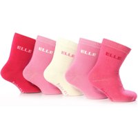 Girls 5 Pair Baby Elle Pink Plain Socks