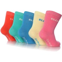 Girls 5 Pair Baby Elle Bright Plain Socks