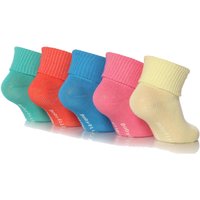 Girls 5 Pair Baby Elle Bright Plain Ankle Socks