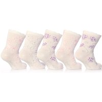 Girls 5 Pair Baby Elle White Flower Socks