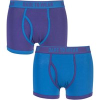 Mens 2 Pack Dare To Wear Colourburst Cobalt And Purple Fitted Keyhole Trunks
