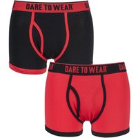 Mens 2 Pack Dare To Wear Colourburst Red And Black Fitted Keyhole Trunks