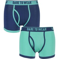 Mens 2 Pack Dare To Wear Colourburst Turquoise And Navy Fitted Keyhole Trunks