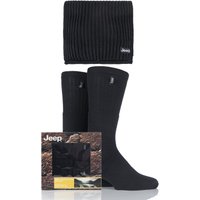 Mens 3 Pack Jeep Gift Boxed Ribbed Scarf And Socks