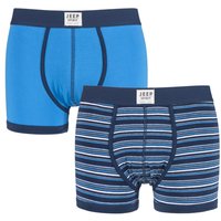 Mens 2 Pack Jeep Spirit Stripe And Plain Cotton Rich Fitted Trunks