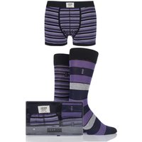 Mens 3 Pack Jeep Spirit Gift Boxed Mixed Striped Trunks And Socks