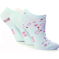 Girls 3 Pair Young Elle Blue Hearts & Stripe Trainer Socks