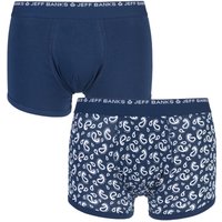Mens 2 Pack Jeff Banks Stockport Plain And Paisley Cotton Trunks