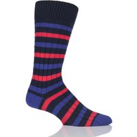 Mens 1 Pair Scott Nichol Merton Rib Striped Cotton Socks With Contrast Heel And Toe