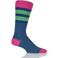 Mens 1 Pair Scott Nichol Spinnaker Nautical Striped Socks With Contrast Heel, Toe And Top