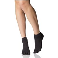 Mens And Ladies 1 Pair ToeSox Full Toe Organic Cotton Ankle Yoga Socks In Black