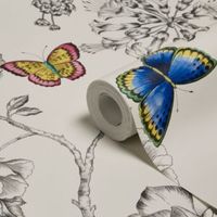 Holden Décor Keilena White Floral Butterflies Wallpaper