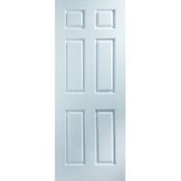 6 Panel White Woodgrain Unglazed Door Kit (H)2040mm (W)826mm