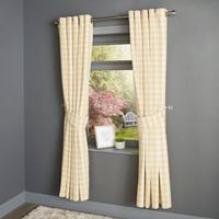 Carlisa Gold & White Check Eyelet Lined Curtains (W)167cm (L)228cm