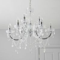 Annelise Crystal Droplets Silver 9 Lamp Pendant Ceiling Light